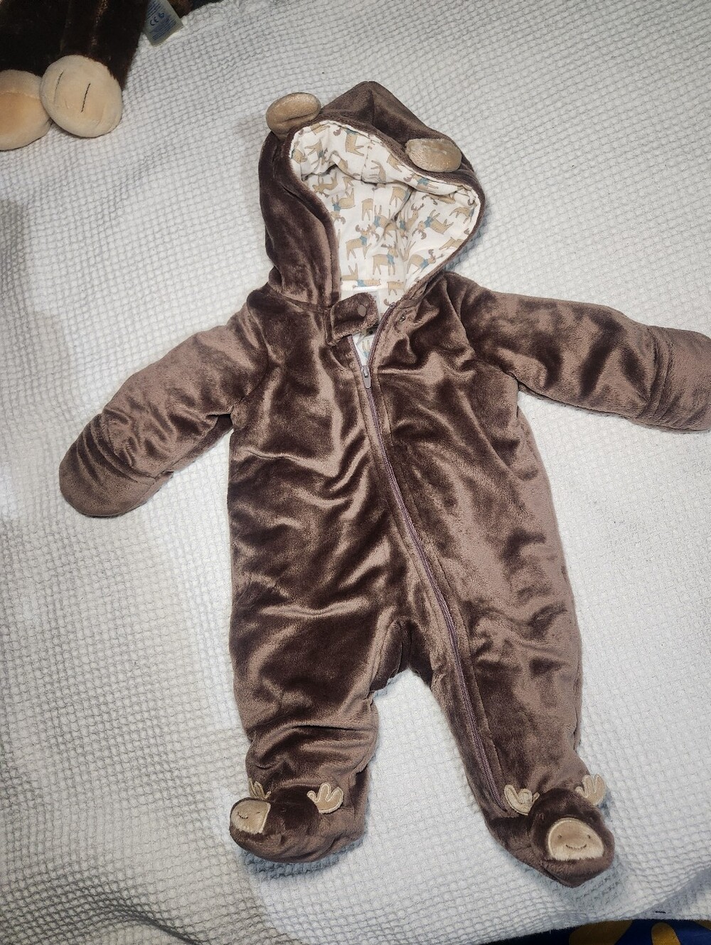 Carter's Brown Baby Moose Footed Warm for Winter - 3Months